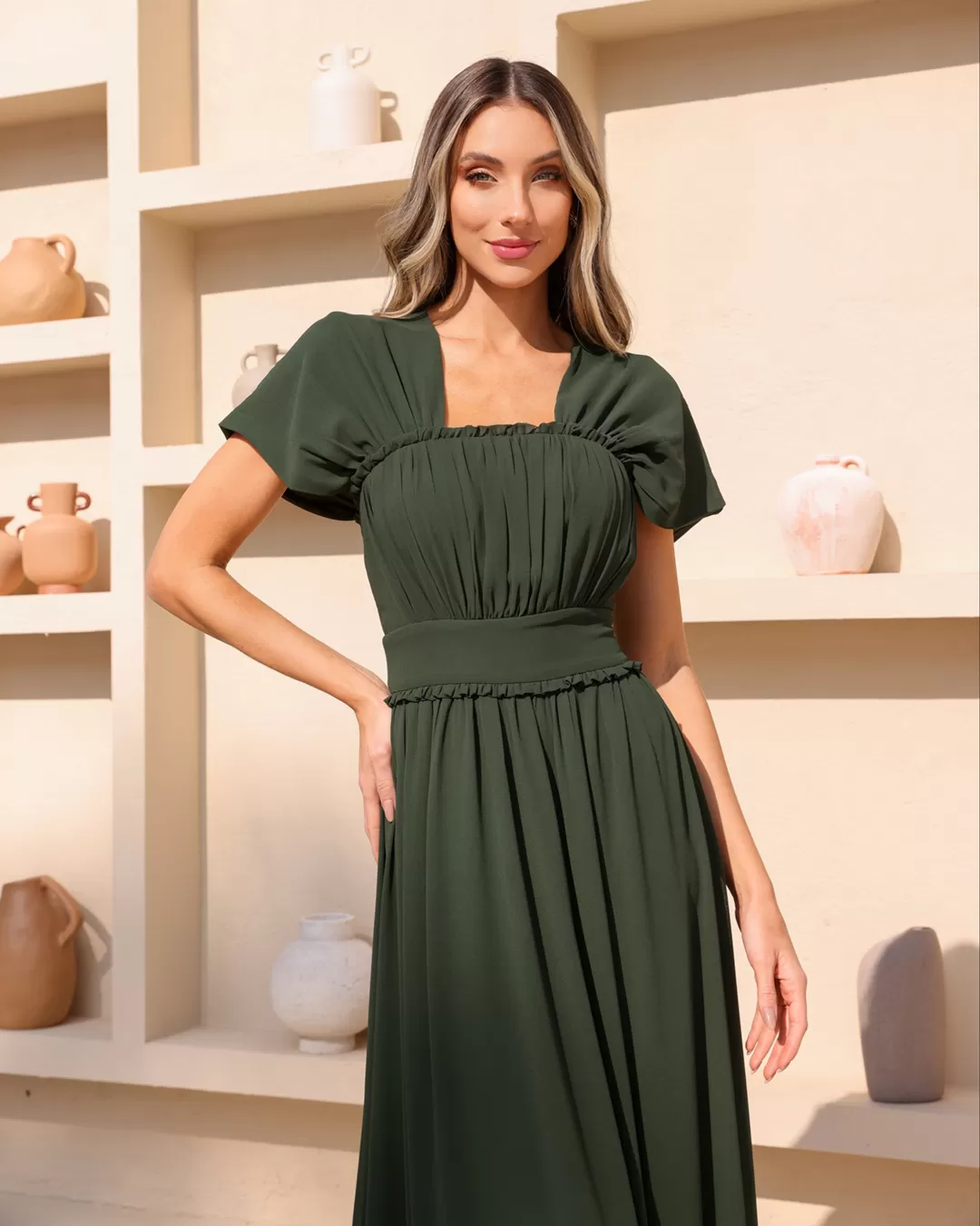 Dot Clothing - Dress Dot Clothing Shoulder to Shoulder Green - 2044VERDE Dot Clothing - Dress Dot Clothing Shoulder to Shoulder Green - 2044VERDE