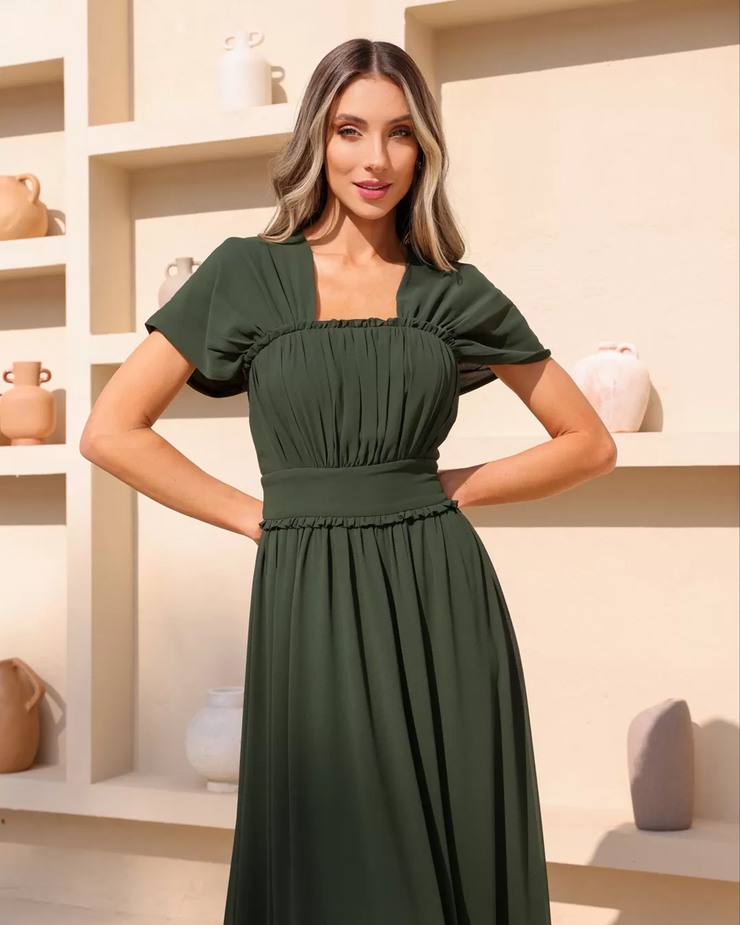 Dot Clothing - Dress Dot Clothing Shoulder to Shoulder Green - 2044VERDE Dot Clothing - Dress Dot Clothing Shoulder to Shoulder Green - 2044VERDE