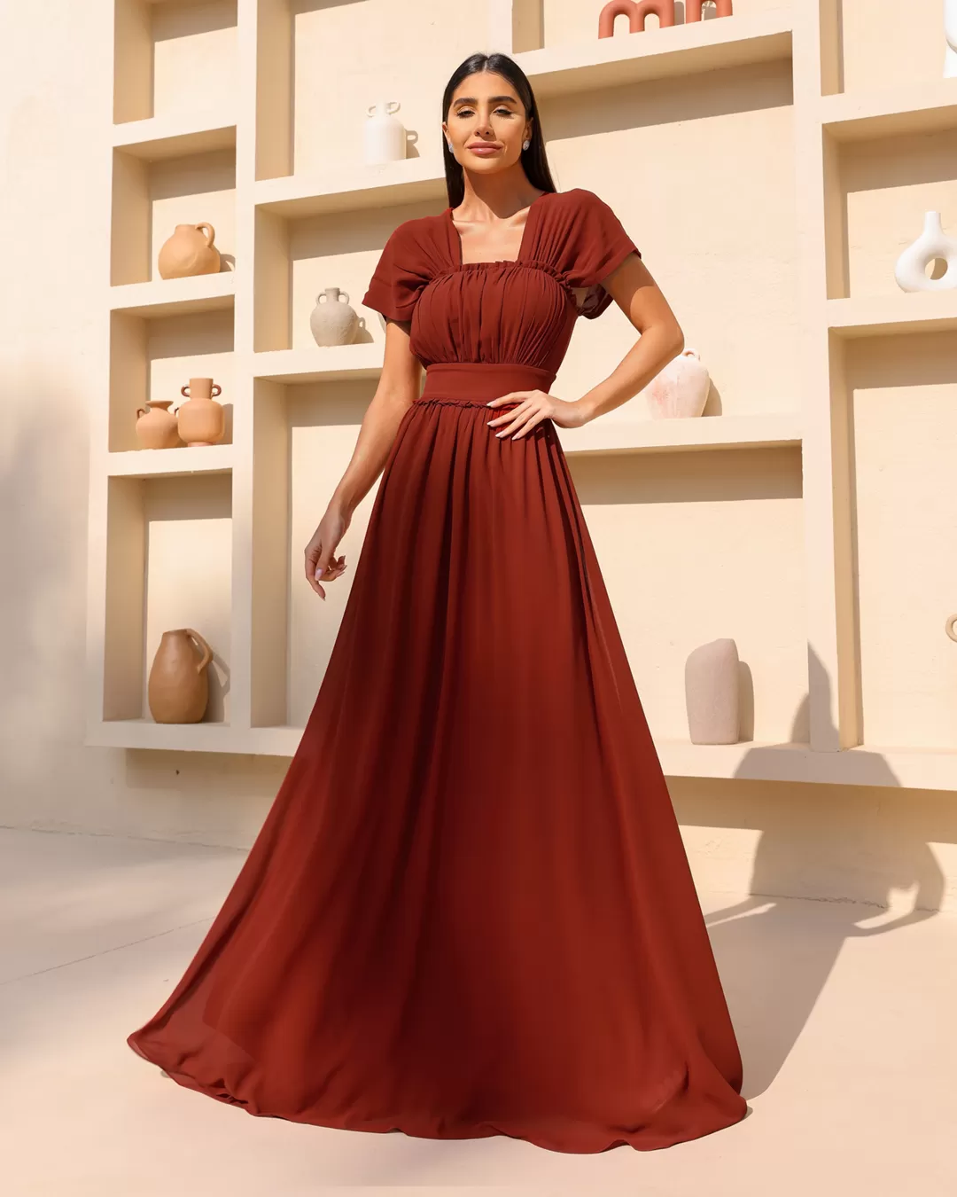 Dot Clothing - Dress Dot Clothing Shoulder to Shoulder Embroidered - 2044BORDO Dot Clothing - Dress Dot Clothing Shoulder to Shoulder Embroidered - 2044BORDO