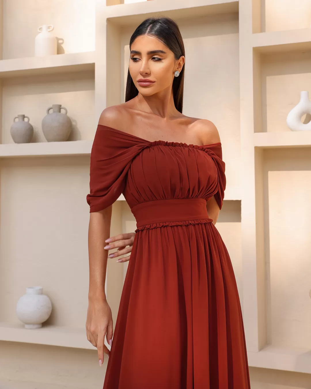 Dot Clothing - Dress Dot Clothing Shoulder to Shoulder Embroidered - 2044BORDO Dot Clothing - Dress Dot Clothing Shoulder to Shoulder Embroidered - 2044BORDO