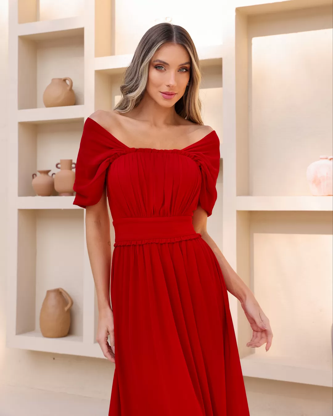 Dot Clothing - Dress Dot Clothing Shoulder to Shoulder Red - 2044VERM Dot Clothing - Dress Dot Clothing Shoulder to Shoulder Red - 2044VERM