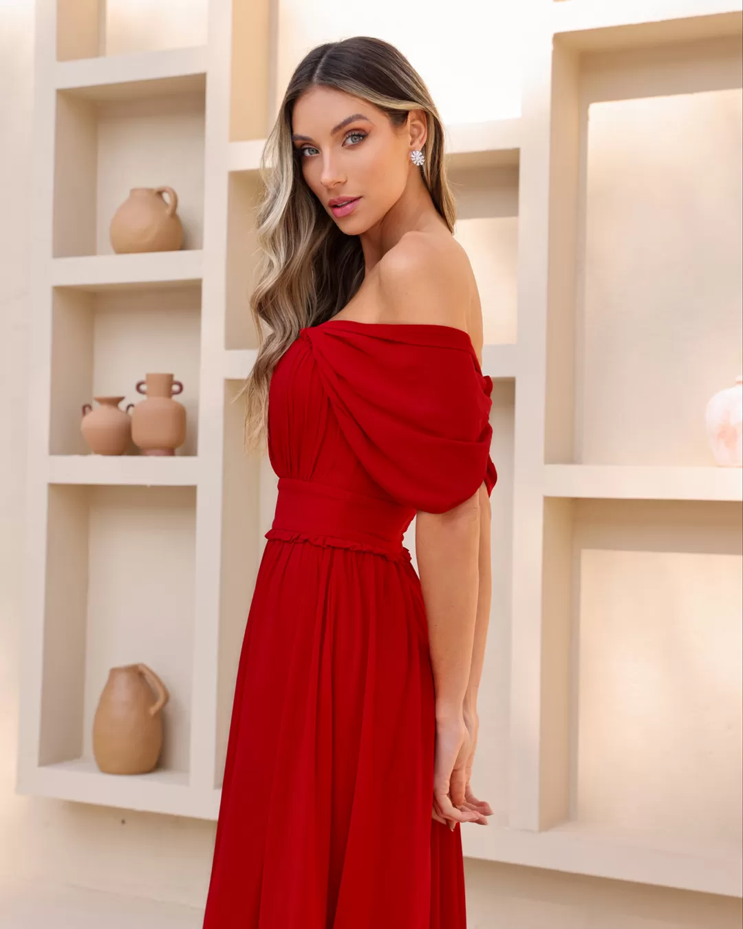 Dot Clothing - Dress Dot Clothing Shoulder to Shoulder Red - 2044VERM Dot Clothing - Dress Dot Clothing Shoulder to Shoulder Red - 2044VERM