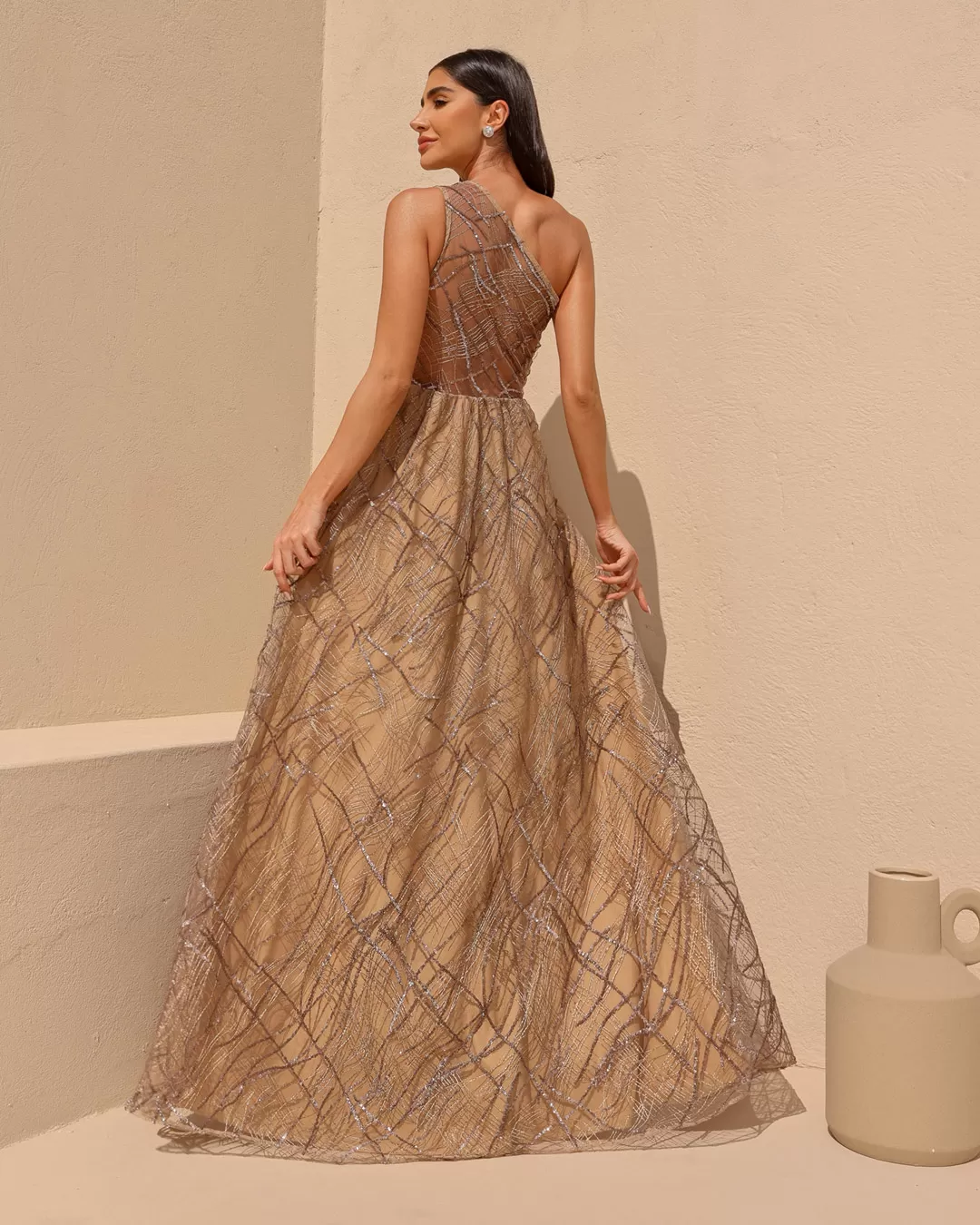 Dot Clothing - Dress Dot Clothing Long One Shoulder Gold - 2053DOURADO Dot Clothing - Dress Dot Clothing Long One Shoulder Gold - 2053DOURADO