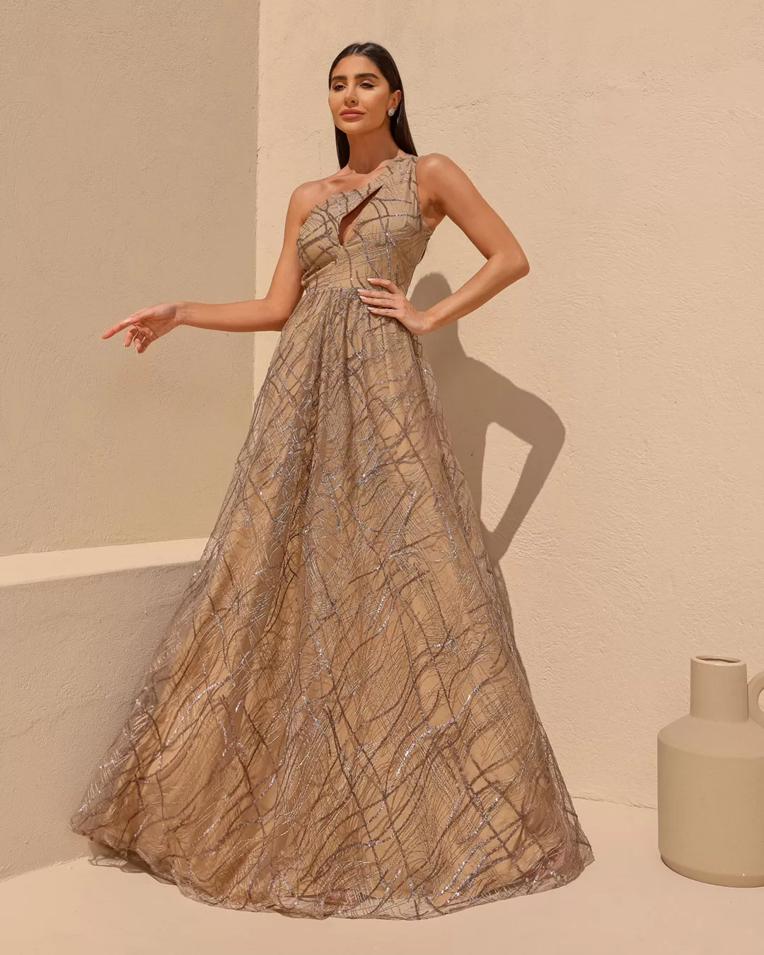 Dot Clothing - Dress Dot Clothing Long One Shoulder Gold - 2053DOURADO Dot Clothing - Dress Dot Clothing Long One Shoulder Gold - 2053DOURADO