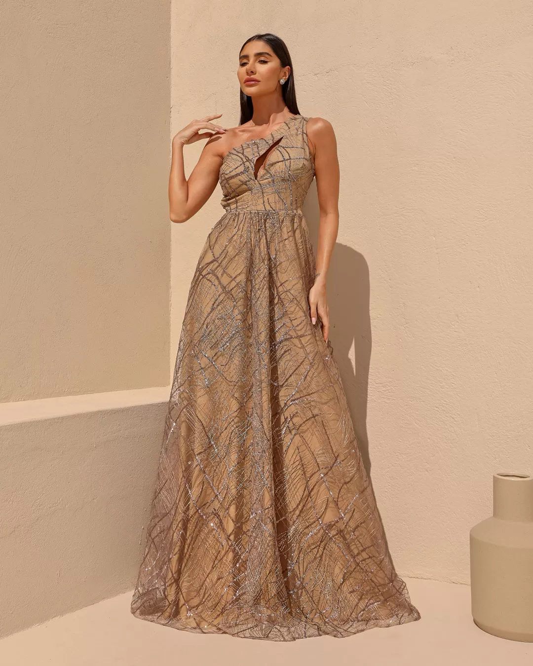 Dot Clothing - Dress Dot Clothing Long One Shoulder Gold - 2053DOURADO Dot Clothing - Dress Dot Clothing Long One Shoulder Gold - 2053DOURADO