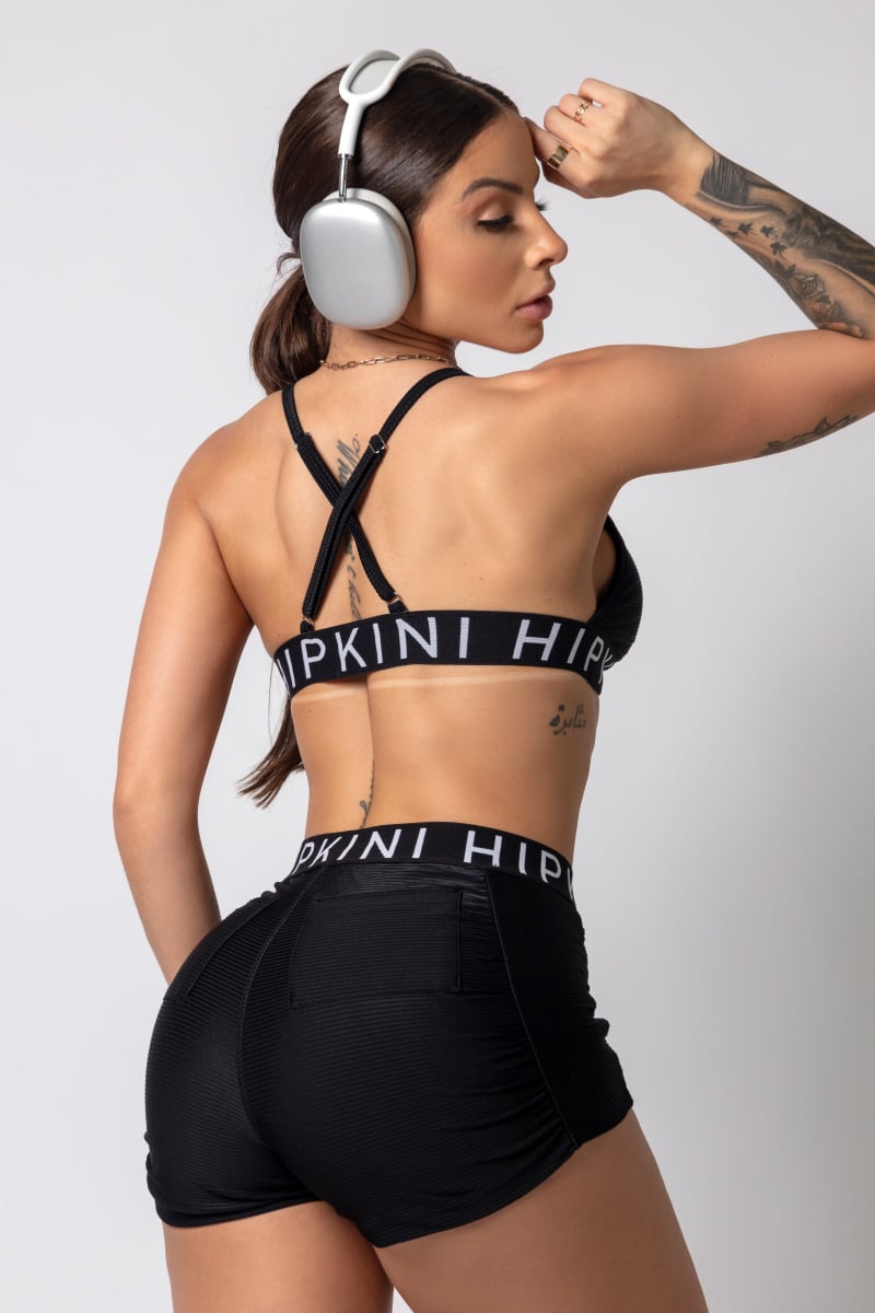 Hipkini - Black Ribbed Gymrat Shorts - 33330216 Hipkini - Black Ribbed Gymrat Shorts - 33330216