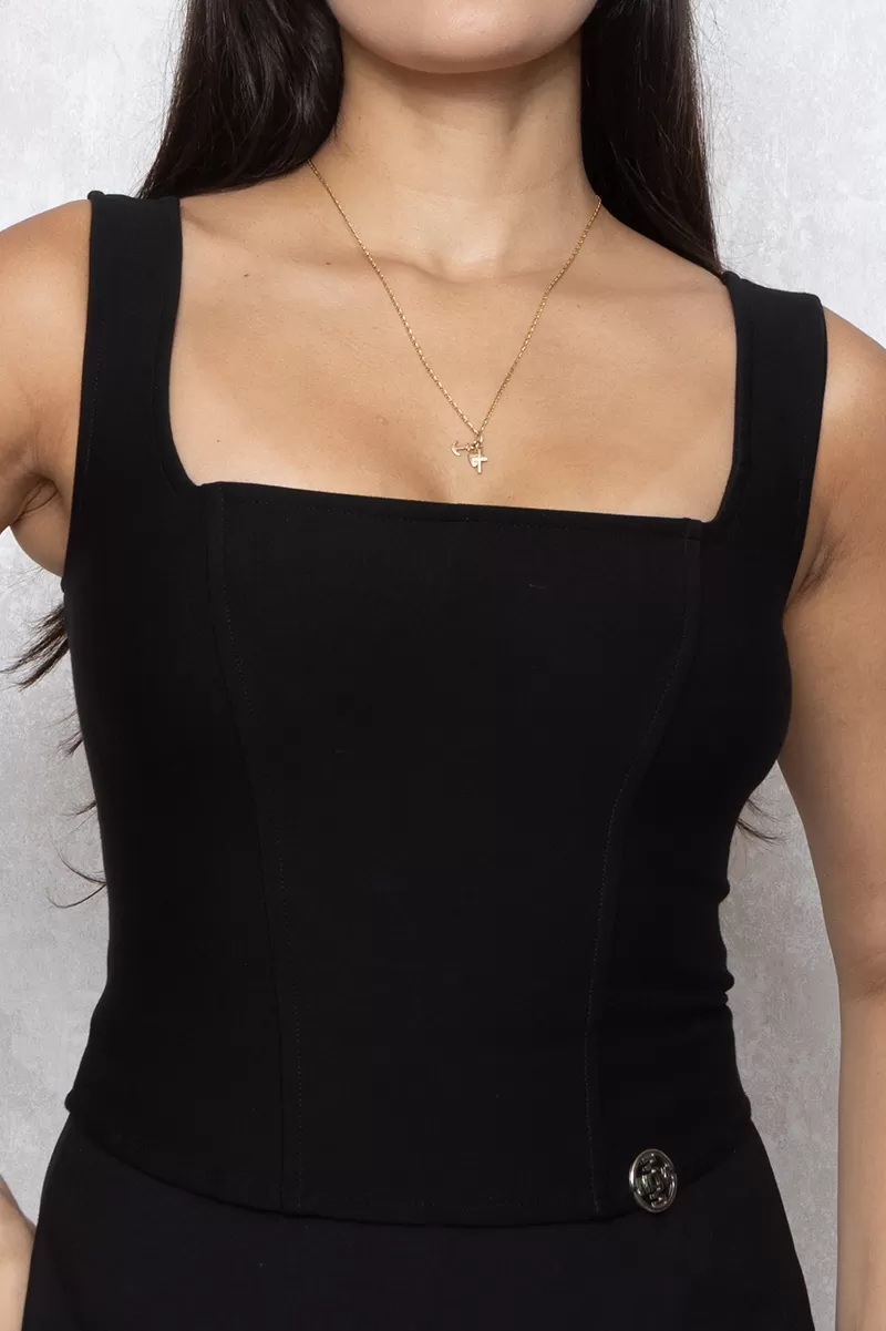 Miss Misses - Corselet Miss Misses Strap Tank Shirt with Fins Black - 18528PRETO