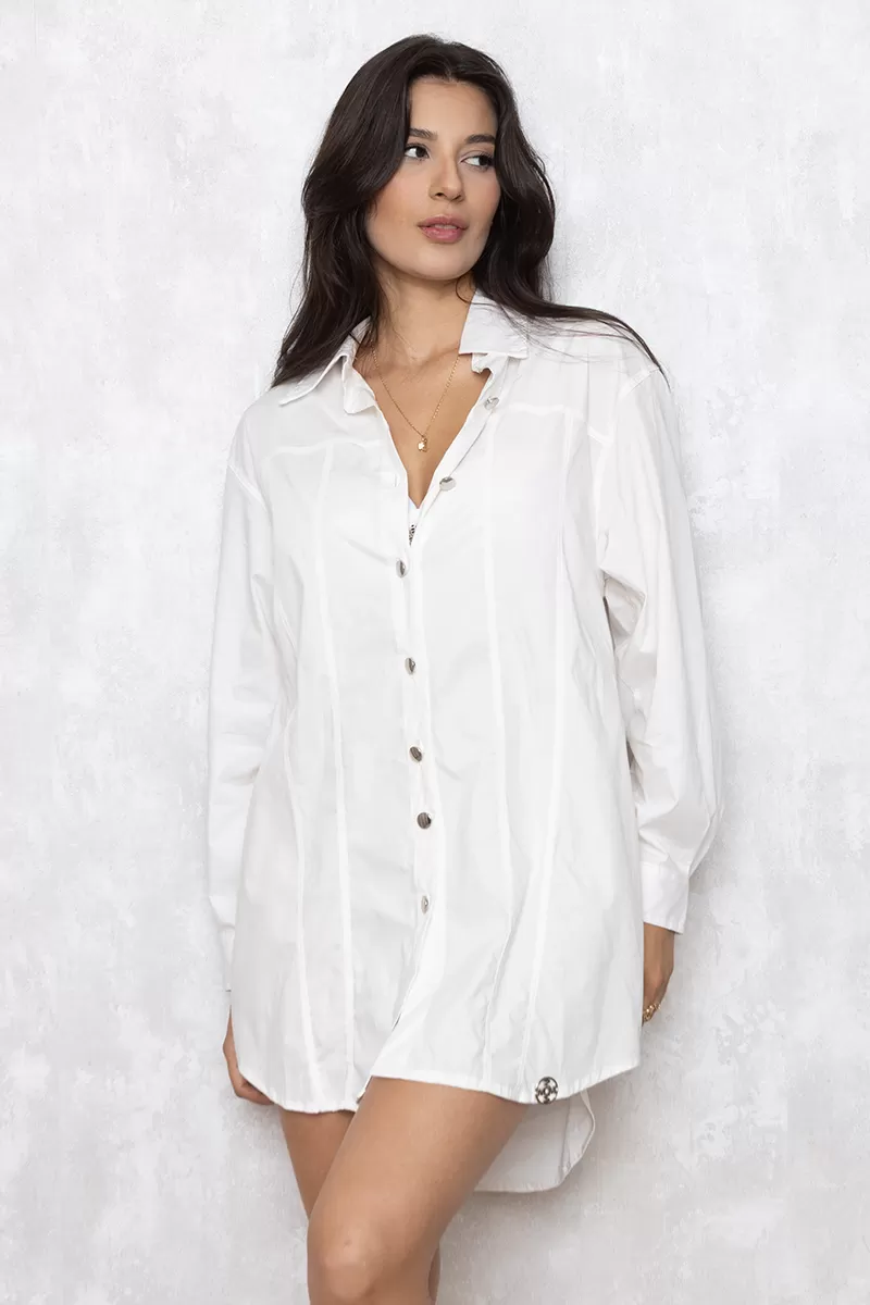 Miss Misses - Miss Misses Long Sleeve Offwhite Shirt - 18510OFF