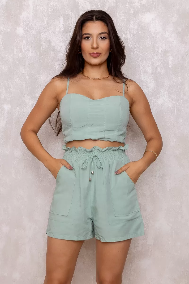Dot Clothing - Set Dot Clothing Shorts and Cropped Thin Strap Green - 1380VERDE