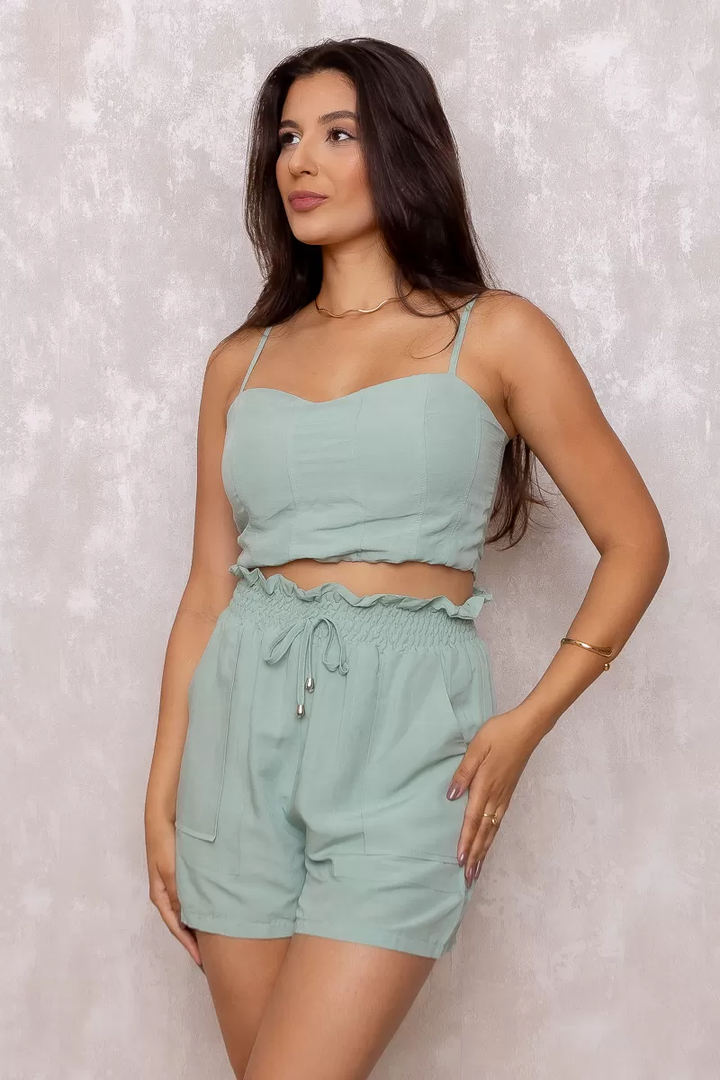 Dot Clothing - Set Dot Clothing Shorts and Cropped Thin Strap Green - 1380VERDE Dot Clothing - Set Dot Clothing Shorts and Cropped Thin Strap Green - 1380VERDE