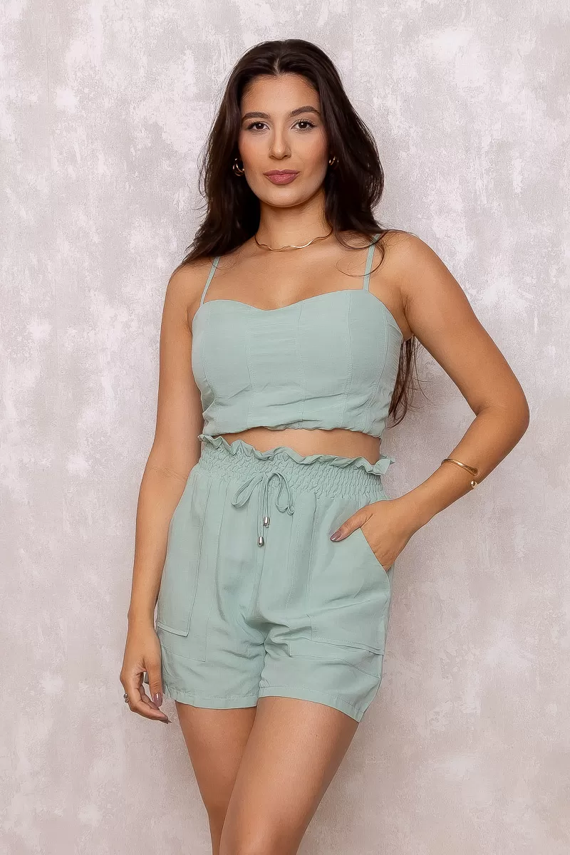 Dot Clothing - Set Dot Clothing Shorts and Cropped Thin Strap Green - 1380VERDE Dot Clothing - Set Dot Clothing Shorts and Cropped Thin Strap Green - 1380VERDE