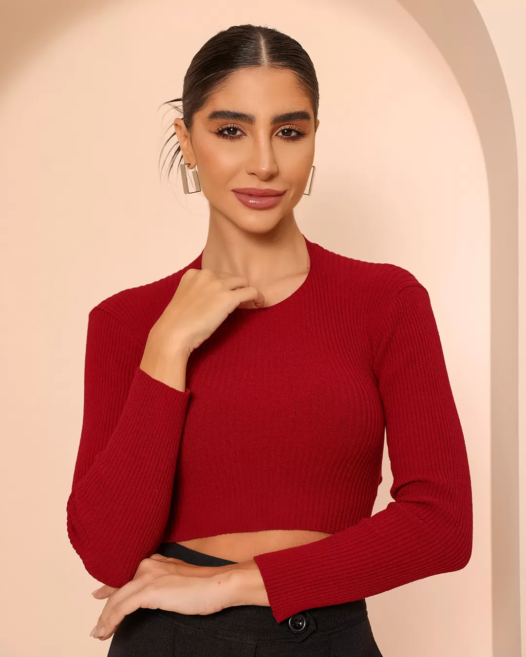 Dot Clothing - Shirt Cropped Dot Clothing Long Sleeve Bordo - T176BORDO Dot Clothing - Shirt Cropped Dot Clothing Long Sleeve Bordo - T176BORDO