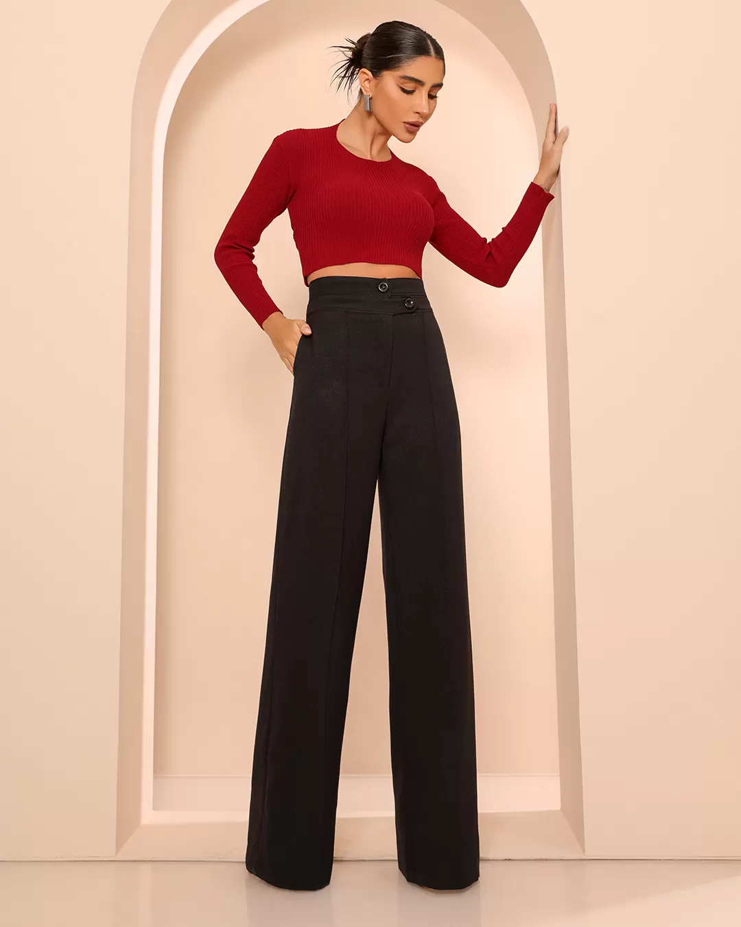 Dot Clothing - Shirt Cropped Dot Clothing Long Sleeve Bordo - T176BORDO Dot Clothing - Shirt Cropped Dot Clothing Long Sleeve Bordo - T176BORDO