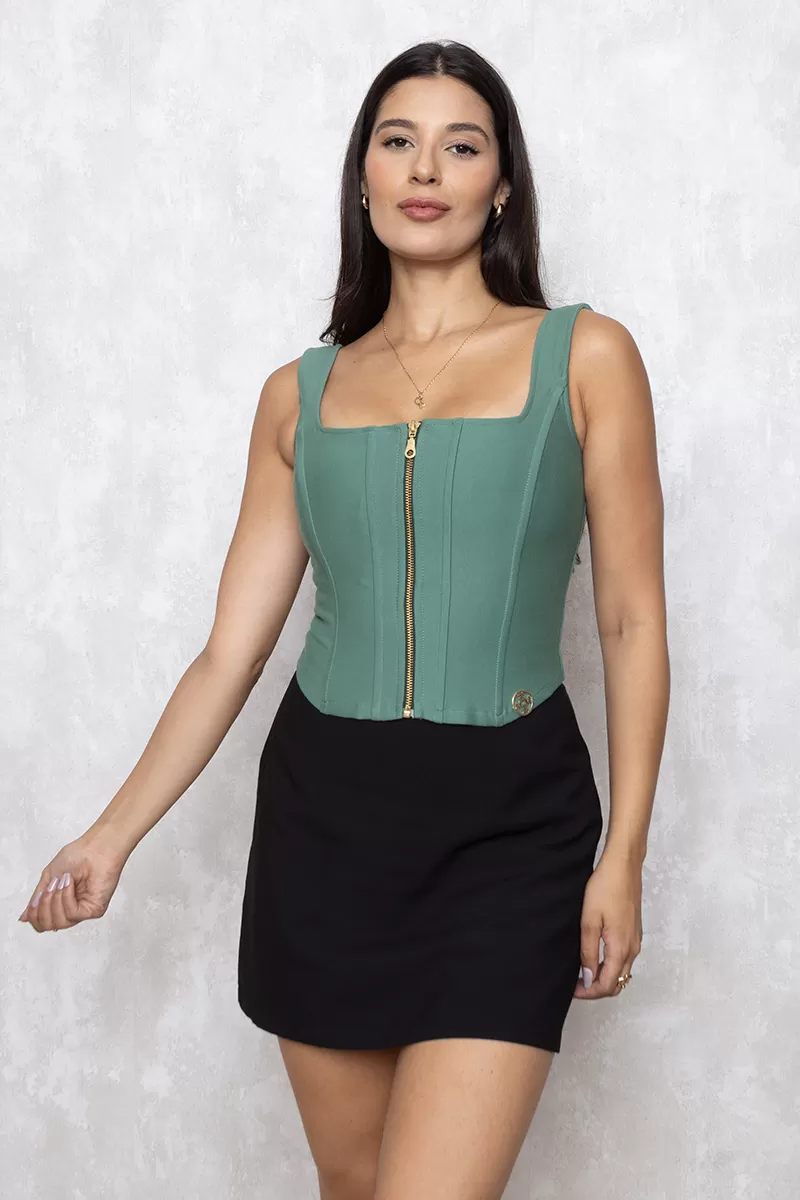 Miss Misses - Shirt Miss Misses Corselet with Green Zipper - 18518VERDE