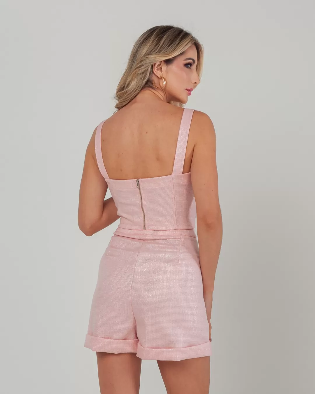 Miss Misses - Cropped Miss Misses With Zipper and Pink Covered Buttons - 54079060 Miss Misses - Cropped Miss Misses With Zipper and Pink Covered Buttons - 54079060