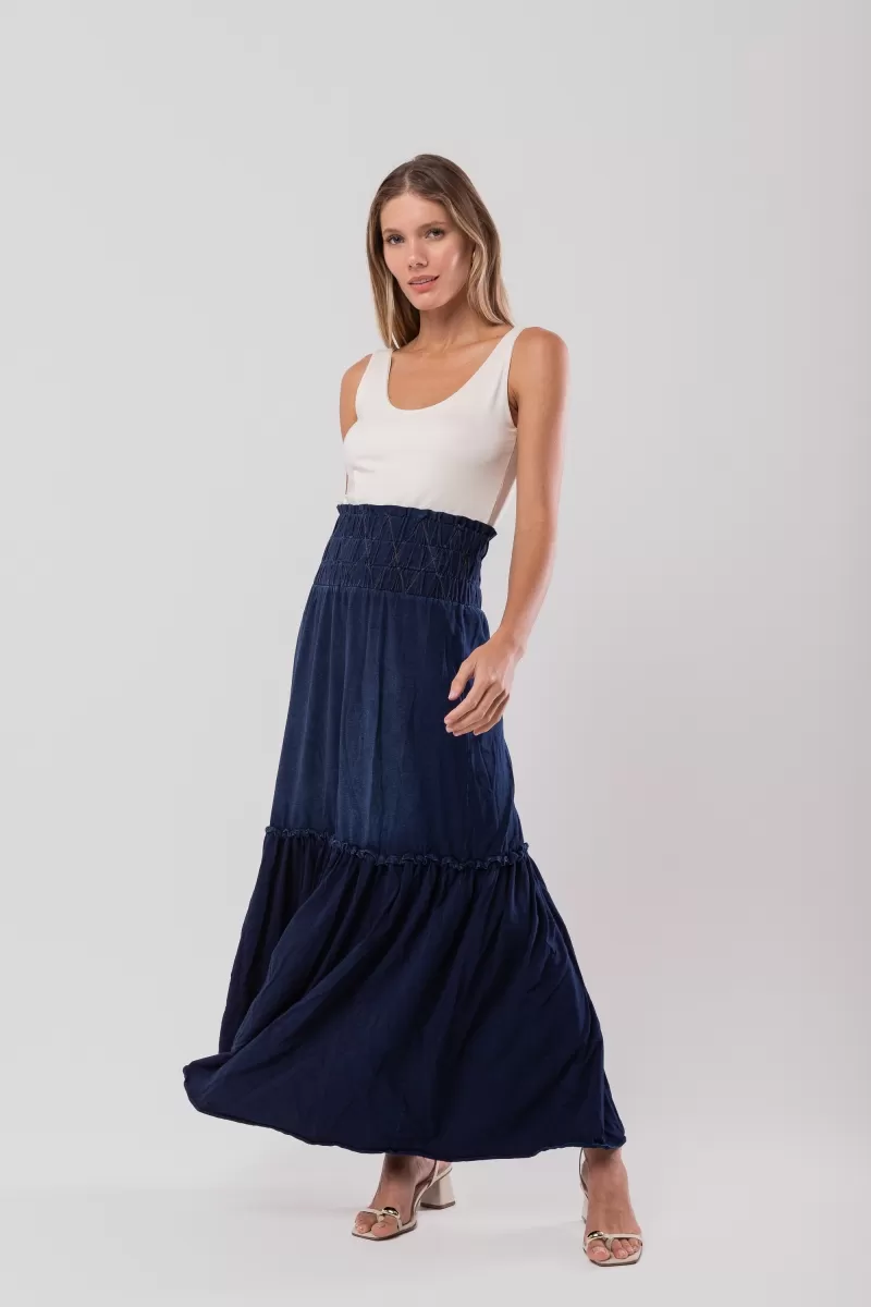 Hidrogênio - LONG SKIRT WITH FROWN WAIST - 18592042 Hidrogênio - LONG SKIRT WITH FROWN WAIST - 18592042