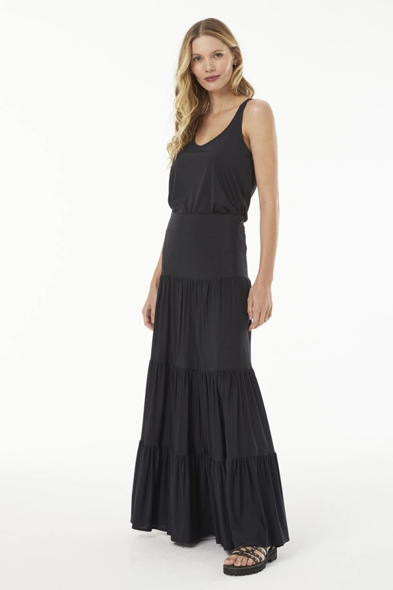 Hidrogênio - LONG SKIRT 3 MARIAS BLACK - 18925001