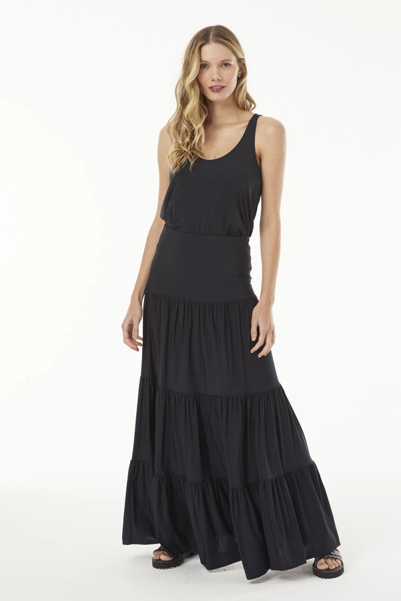 Hidrogênio - LONG SKIRT 3 MARIAS BLACK - 18925001
