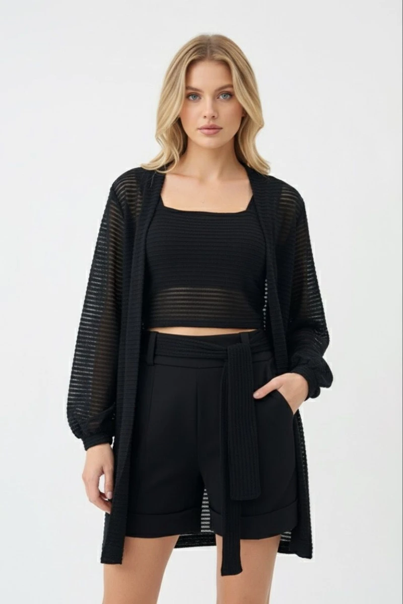 Hidrogênio - TWINSET WITH TANK AND Sash BLACK - 19224001 Hidrogênio - TWINSET WITH TANK AND Sash BLACK - 19224001