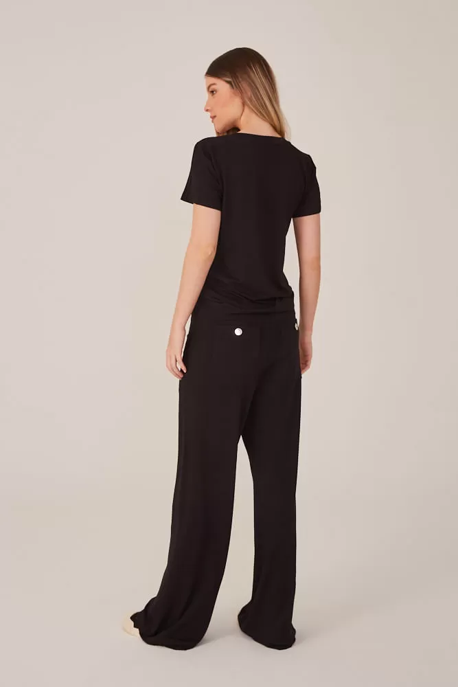 Hidrogênio - Blusa Decote V MANGA CURTA  PRETO - 19354001