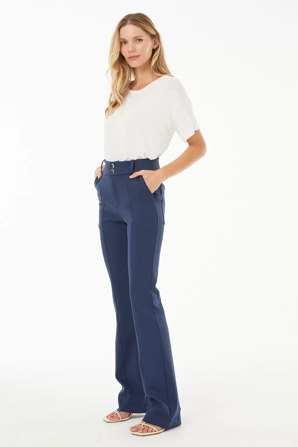 Hidrogênio - NAVY FLORA STRAIGHT TROUSERS - 19325004 Hidrogênio - NAVY FLORA STRAIGHT TROUSERS - 19325004