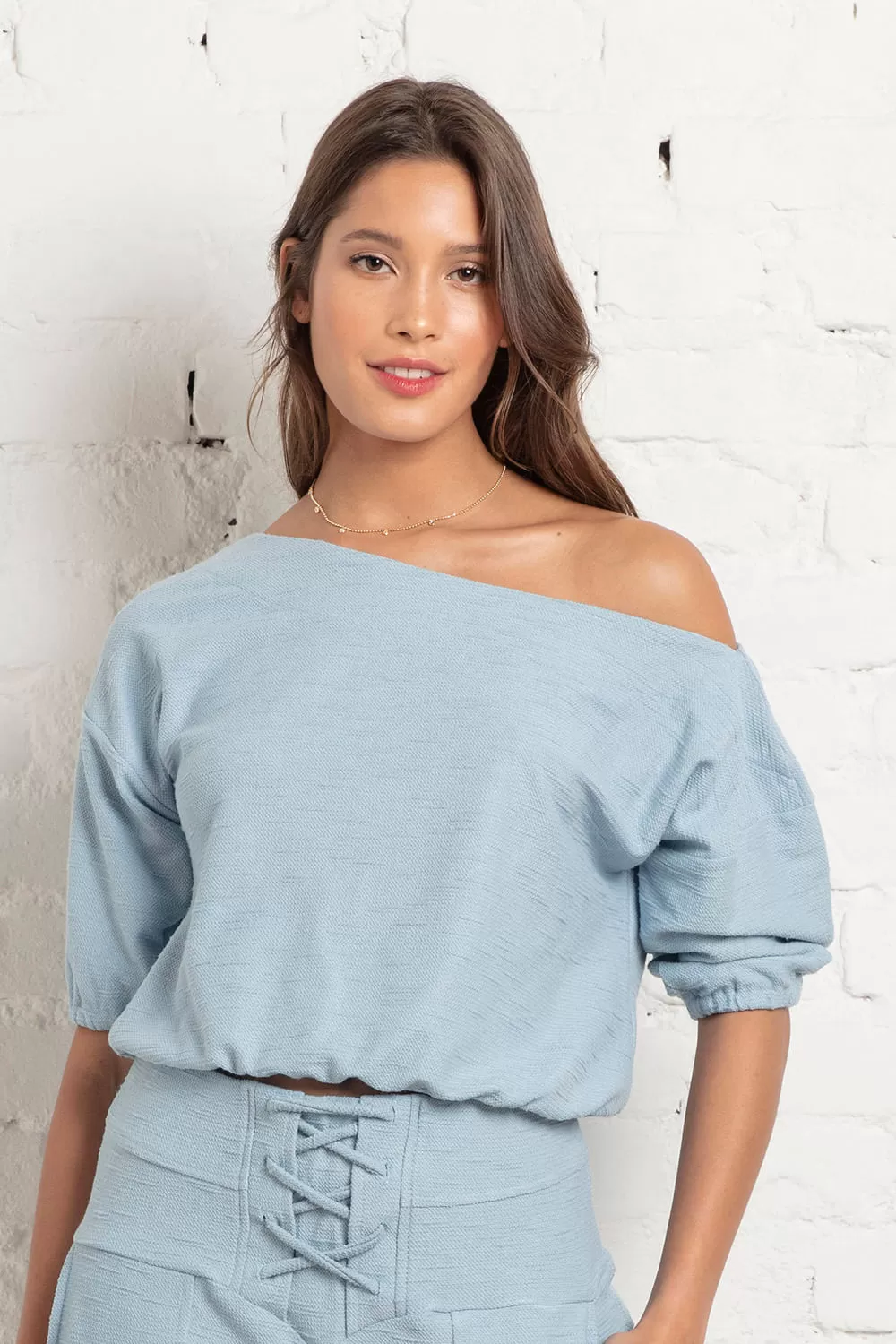Hidrogênio - LIGHT BLUE DROP SHOULDER BLOUSE - 18857078 Hidrogênio - LIGHT BLUE DROP SHOULDER BLOUSE - 18857078