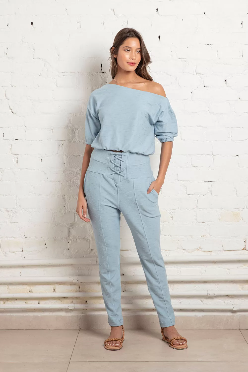 Hidrogênio - LIGHT BLUE DROP SHOULDER BLOUSE - 18857078 Hidrogênio - LIGHT BLUE DROP SHOULDER BLOUSE - 18857078