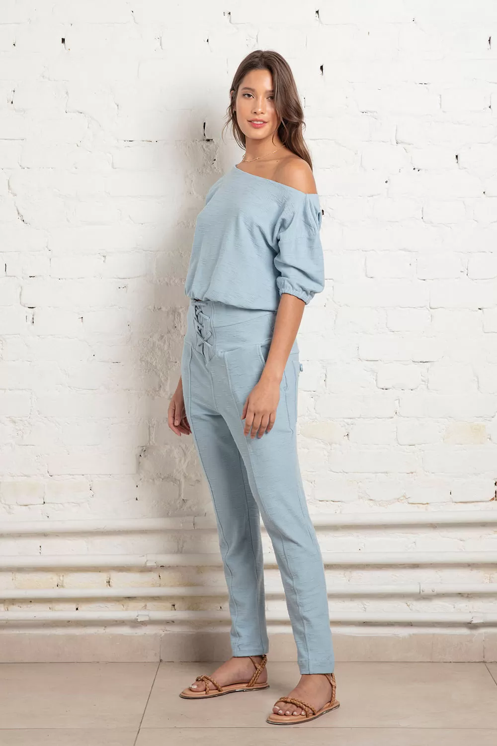 Hidrogênio - LIGHT BLUE DROP SHOULDER BLOUSE - 18857078 Hidrogênio - LIGHT BLUE DROP SHOULDER BLOUSE - 18857078