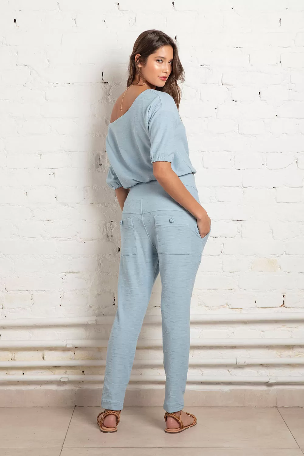 Hidrogênio - LIGHT BLUE DROP SHOULDER BLOUSE - 18857078 Hidrogênio - LIGHT BLUE DROP SHOULDER BLOUSE - 18857078