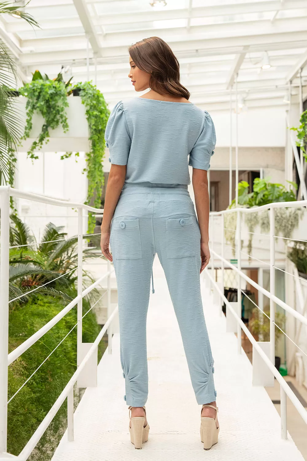 Hidrogênio - LIGHT BLUE BLOUSE WITH BUTTONS ON THE SLEEVE - 18865078 Hidrogênio - LIGHT BLUE BLOUSE WITH BUTTONS ON THE SLEEVE - 18865078