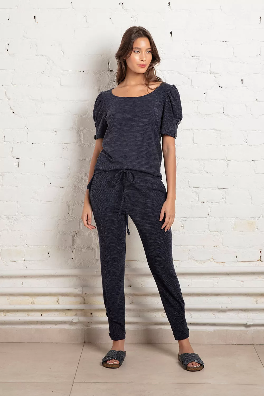 Hidrogênio - NAVY BLOUSE WITH BUTTONS ON THE SLEEVE - 18865004 Hidrogênio - NAVY BLOUSE WITH BUTTONS ON THE SLEEVE - 18865004