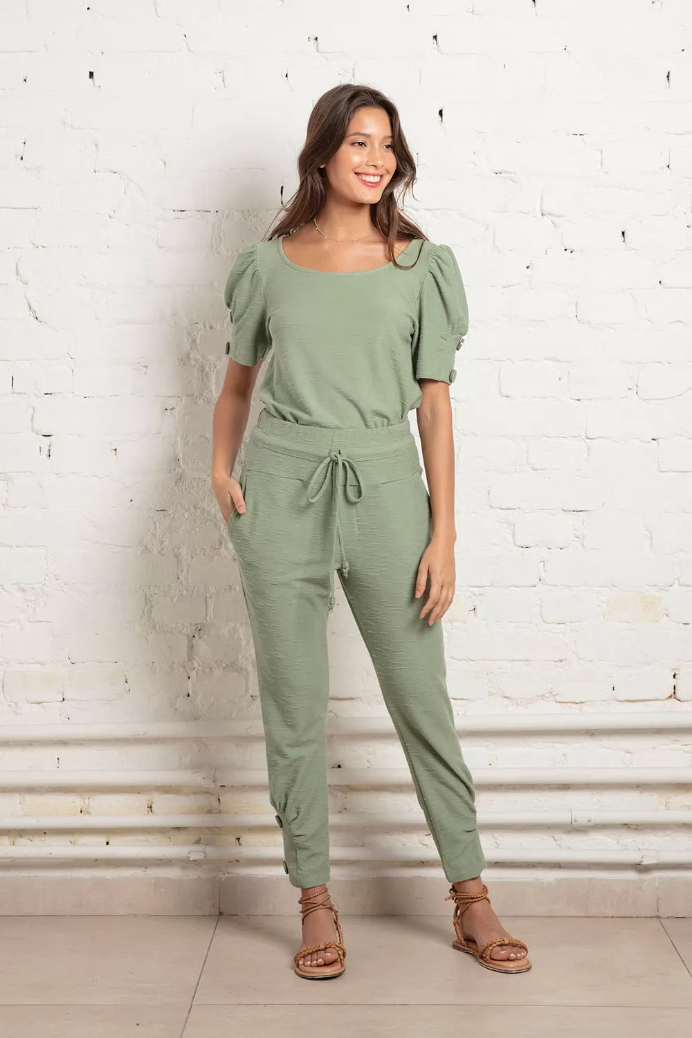 Hidrogênio - SILVER GREEN BLOUSE WITH BUTTONS ON THE SLEEVE - 18865398 Hidrogênio - SILVER GREEN BLOUSE WITH BUTTONS ON THE SLEEVE - 18865398