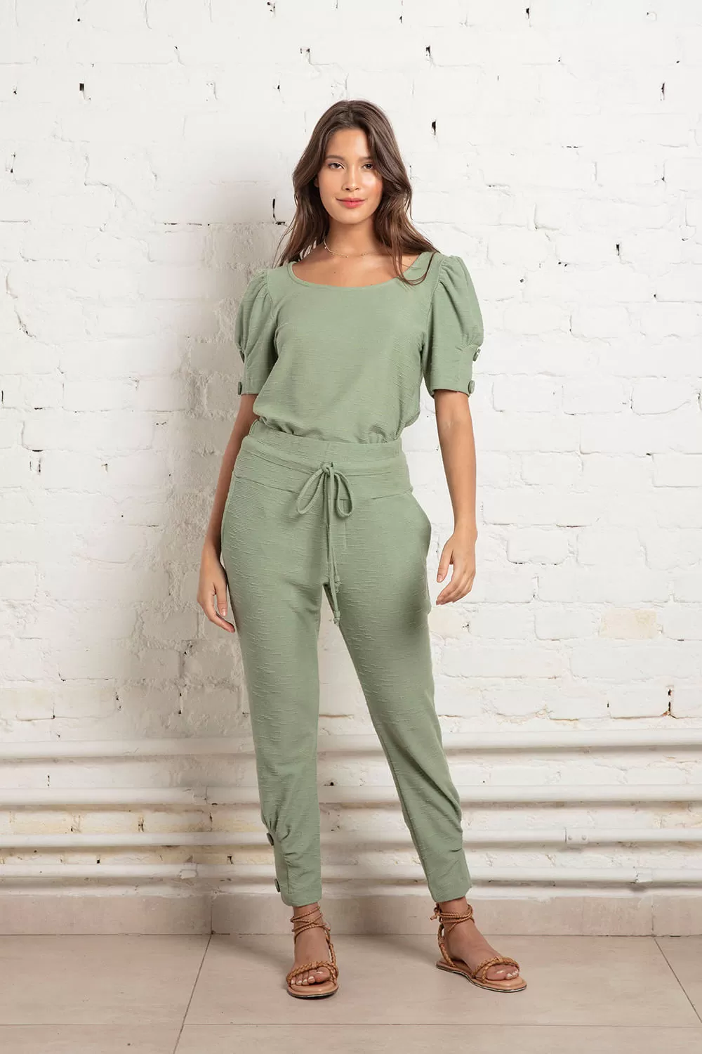 Hidrogênio - SILVER GREEN BLOUSE WITH BUTTONS ON THE SLEEVE - 18865398 Hidrogênio - SILVER GREEN BLOUSE WITH BUTTONS ON THE SLEEVE - 18865398