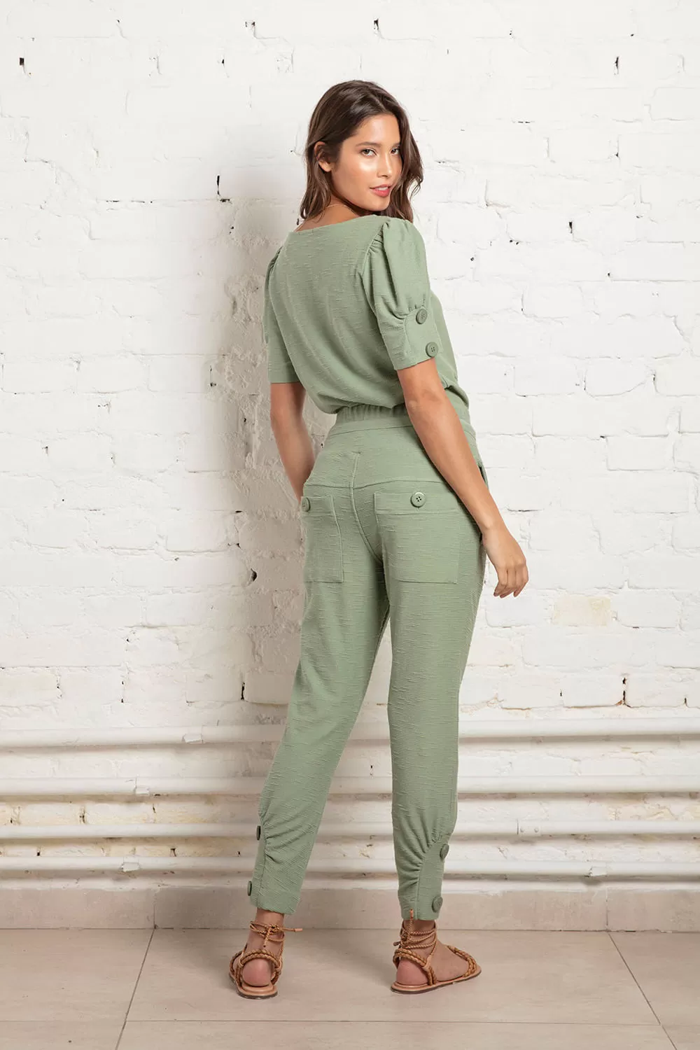 Hidrogênio - SILVER GREEN BLOUSE WITH BUTTONS ON THE SLEEVE - 18865398 Hidrogênio - SILVER GREEN BLOUSE WITH BUTTONS ON THE SLEEVE - 18865398