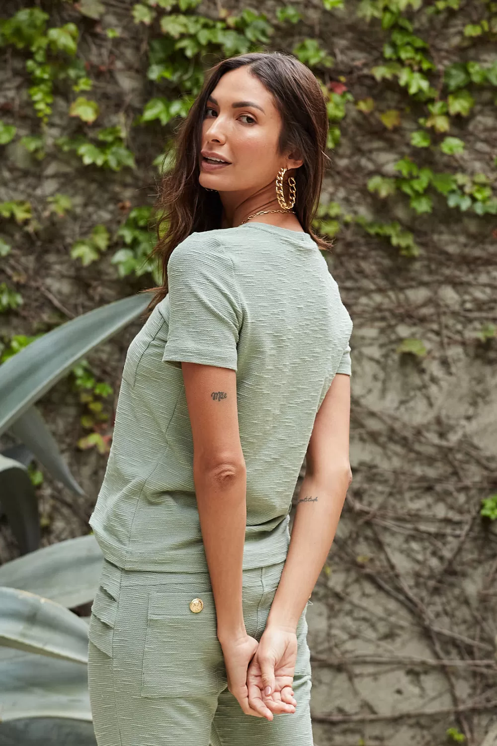 Hidrogênio - SHORT SLEEVE T-SHIRT WITH SILVER GREEN POCKET - 18818398 Hidrogênio - SHORT SLEEVE T-SHIRT WITH SILVER GREEN POCKET - 18818398