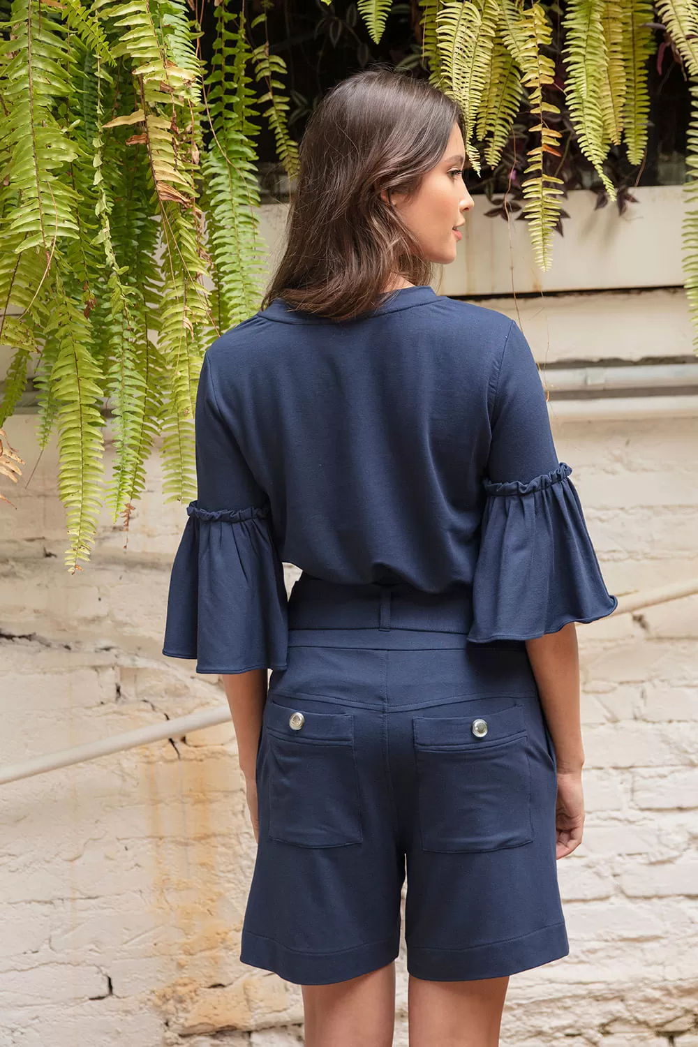 Hidrogênio - TAILORED BERMUDA WITH NAVY BAND AND BUTTONS - 18837004 Hidrogênio - TAILORED BERMUDA WITH NAVY BAND AND BUTTONS - 18837004