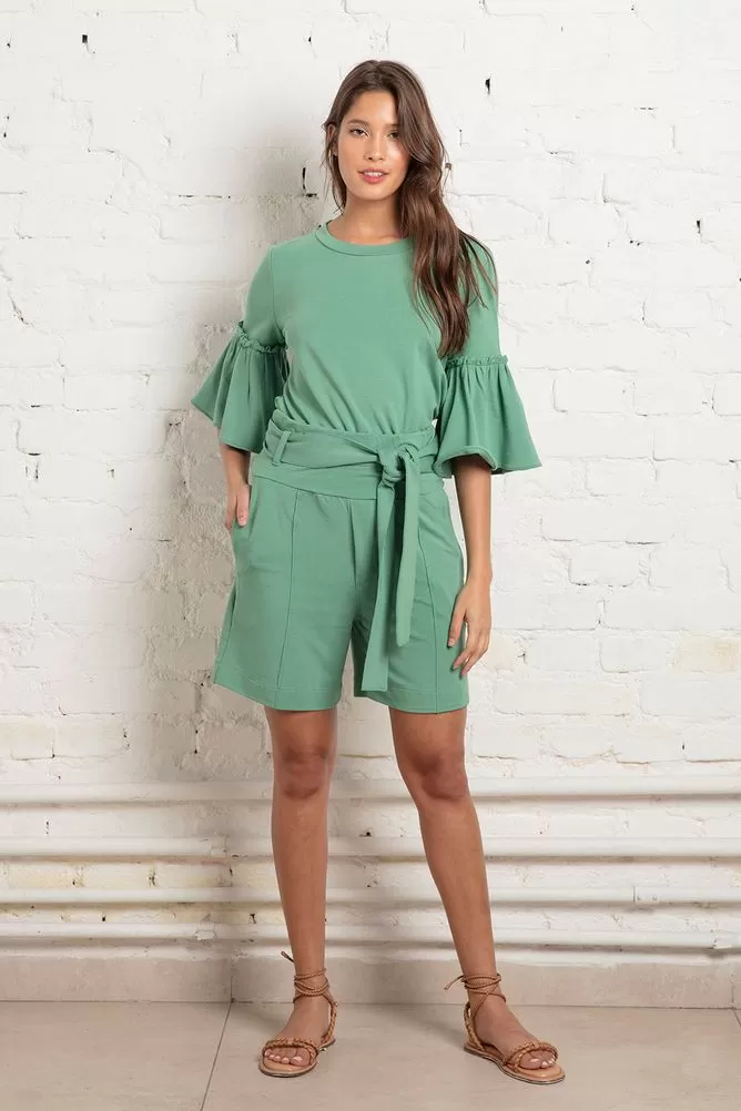 Hidrogênio - TAILORED BERMUDA WITH BAND AND MATCHA BUTTONS - 18837403 Hidrogênio - TAILORED BERMUDA WITH BAND AND MATCHA BUTTONS - 18837403