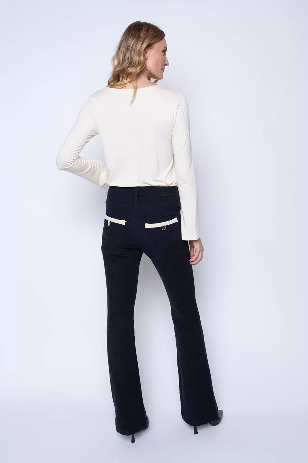 Hidrogênio - FLARE PANTS WITH TWO-COLOR POCKET BOUCLE CRYSTAL BLACK - 19425001 Hidrogênio - FLARE PANTS WITH TWO-COLOR POCKET BOUCLE CRYSTAL BLACK - 19425001