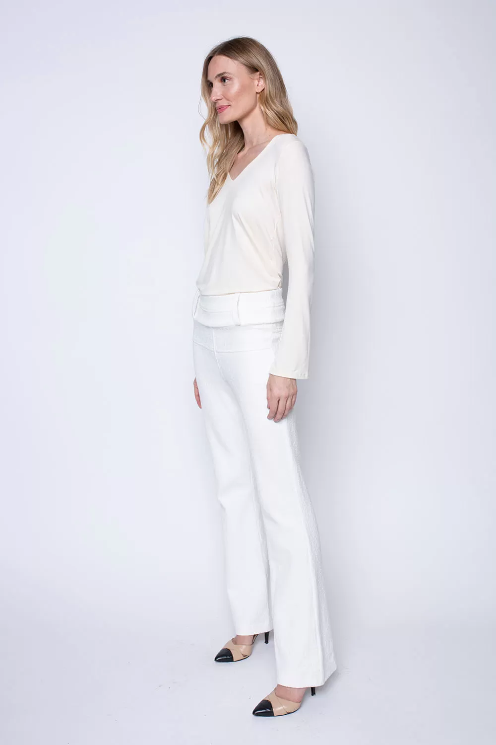 Hidrogênio - FLARE PANTS WITH TWO-COLOR POCKET BOUCLE CRISTAL OFF WHITE - 19425018 Hidrogênio - FLARE PANTS WITH TWO-COLOR POCKET BOUCLE CRISTAL OFF WHITE - 19425018