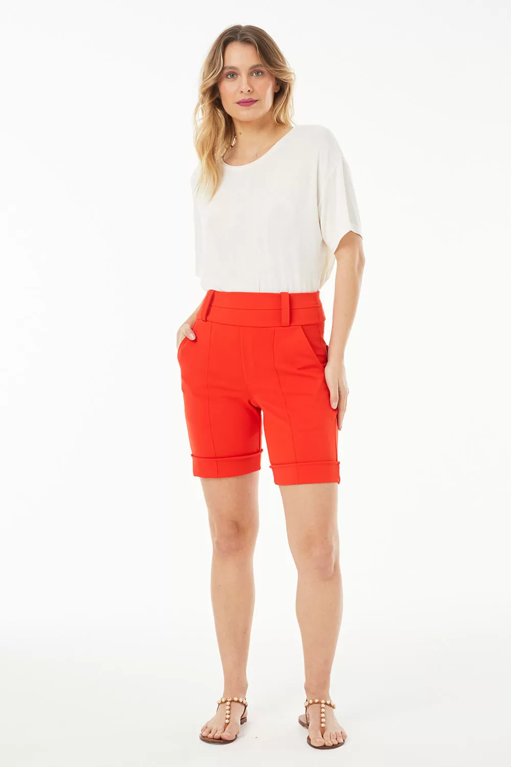 Hidrogênio - TAILORED BERMUDA WITH POCKETS AND CORAL LAPEL - 19219050 Hidrogênio - TAILORED BERMUDA WITH POCKETS AND CORAL LAPEL - 19219050