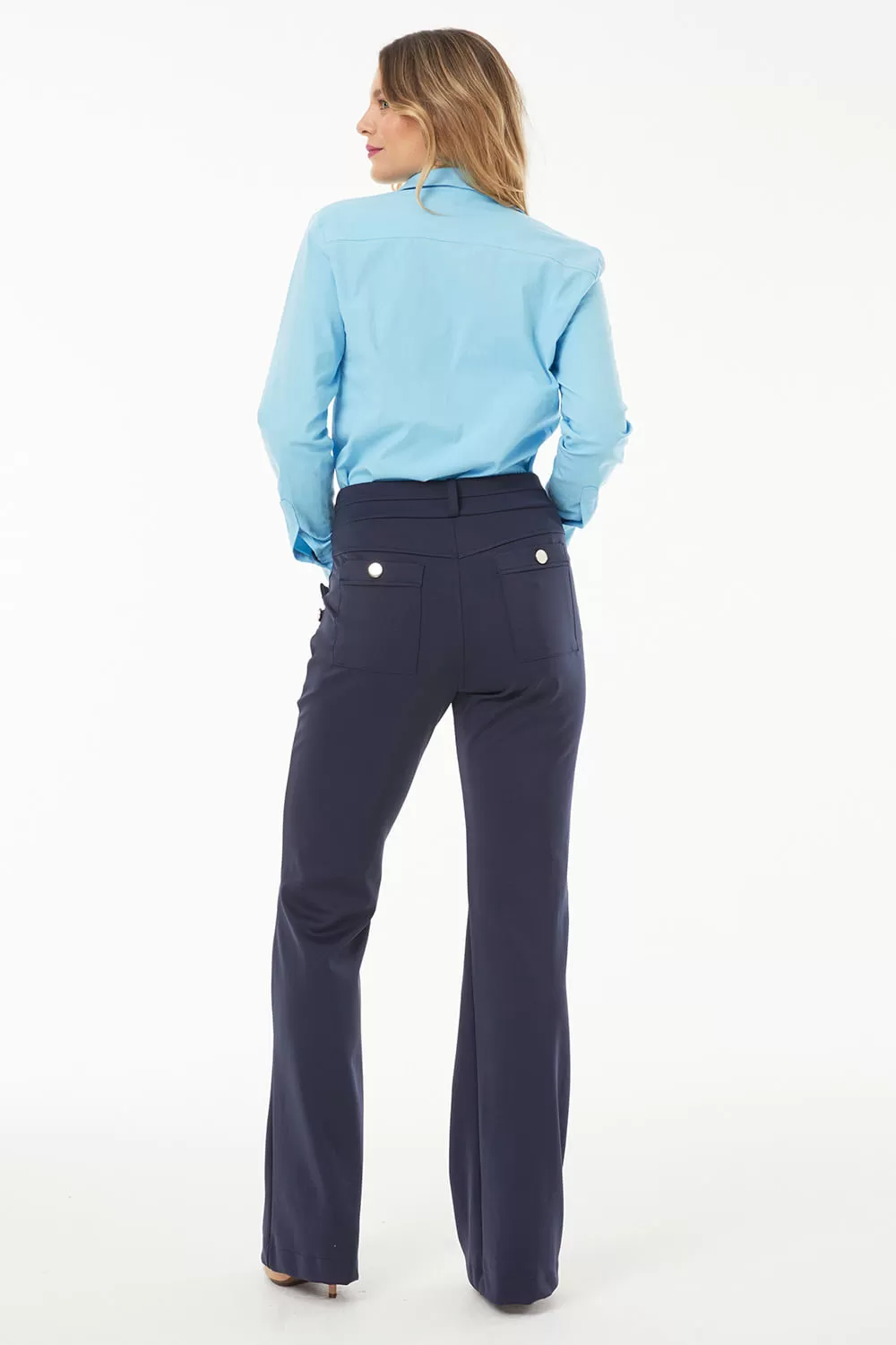 Hidrogênio - NAVY BLACK FLARE TROUSERS - 19507004 Hidrogênio - NAVY BLACK FLARE TROUSERS - 19507004