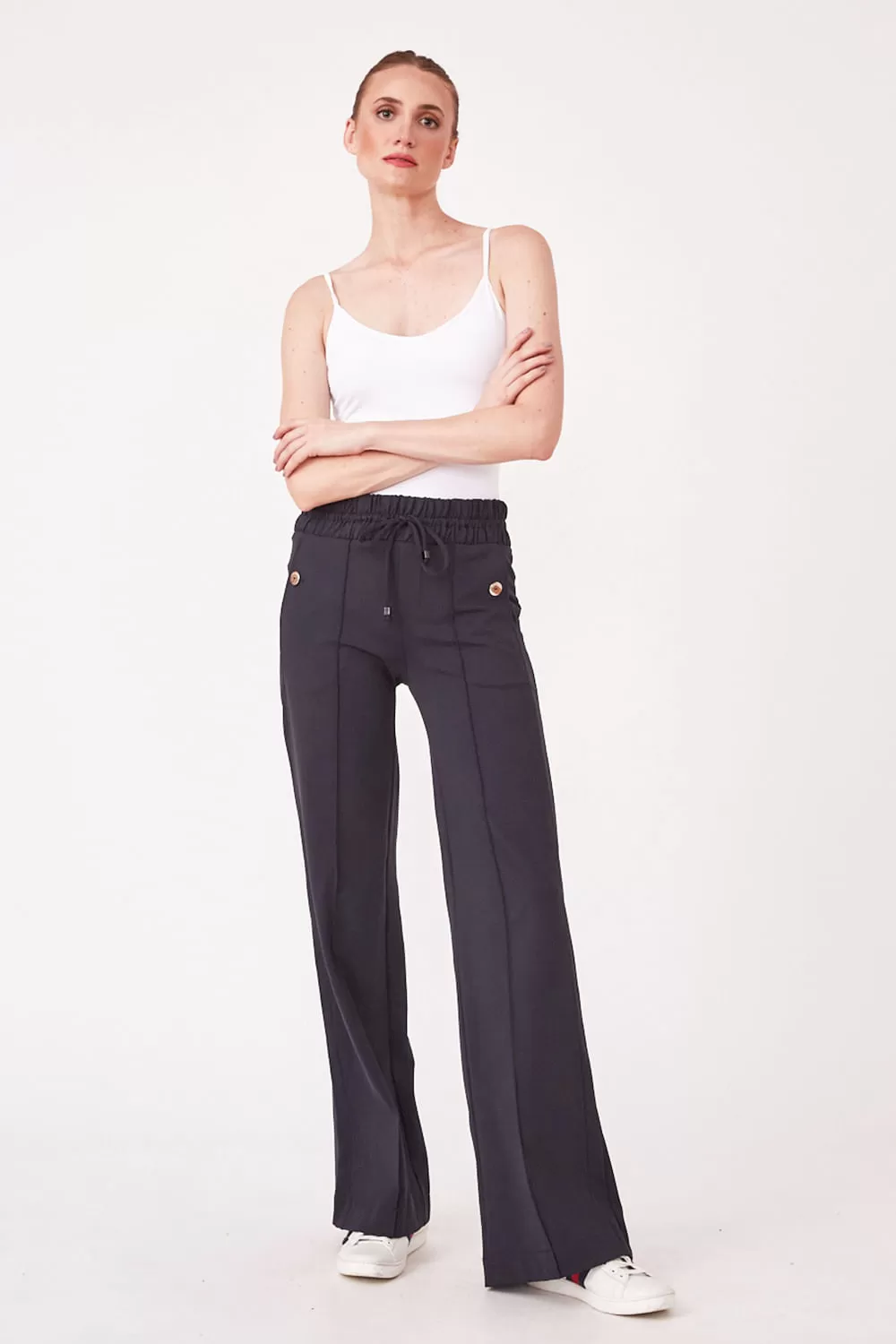 Hidrogênio - SAMANTA STRAIGHT TROUSERS WITH BLACK CUT POCKET - 19539001 Hidrogênio - SAMANTA STRAIGHT TROUSERS WITH BLACK CUT POCKET - 19539001