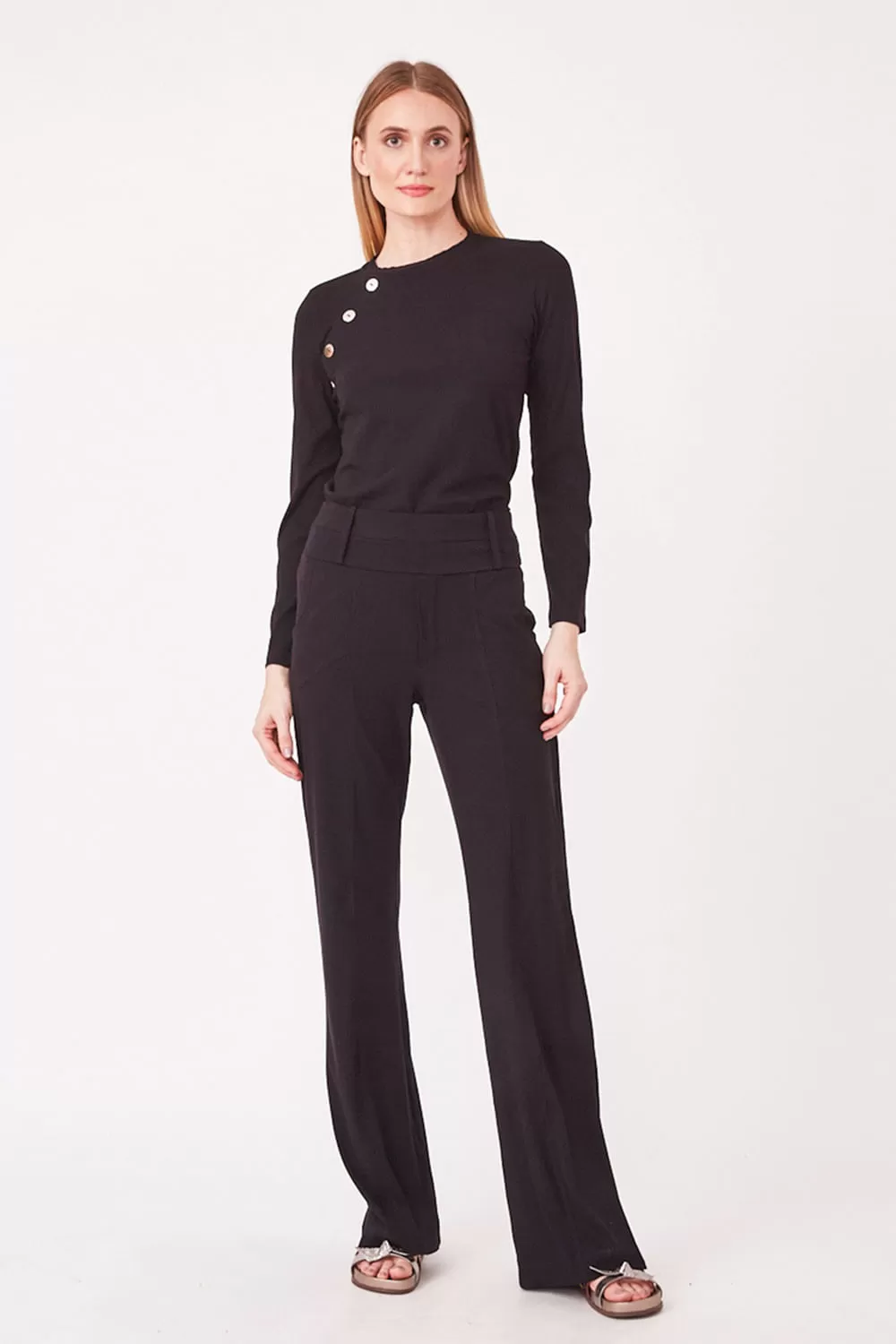 Hidrogênio - STRAIGHT TROUSERS WITH POCKETS AND CUTOUTS CAMILLE BLACK - 19445001 Hidrogênio - STRAIGHT TROUSERS WITH POCKETS AND CUTOUTS CAMILLE BLACK - 19445001