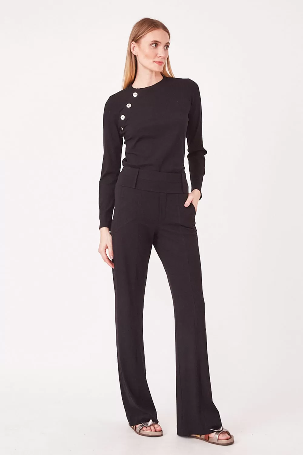 Hidrogênio - STRAIGHT TROUSERS WITH POCKETS AND CUTOUTS CAMILLE BLACK - 19445001 Hidrogênio - STRAIGHT TROUSERS WITH POCKETS AND CUTOUTS CAMILLE BLACK - 19445001