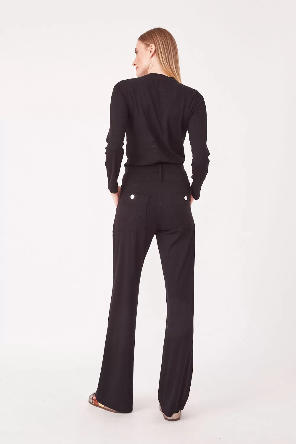 Hidrogênio - STRAIGHT TROUSERS WITH POCKETS AND CUTOUTS CAMILLE BLACK - 19445001 Hidrogênio - STRAIGHT TROUSERS WITH POCKETS AND CUTOUTS CAMILLE BLACK - 19445001