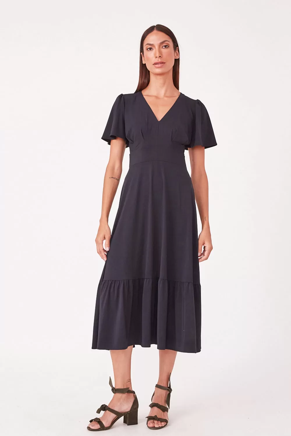 Hidrogênio - MIDI DRESS WITH VILLA AND PLEASTS AND BLACK RIBBLE - 19607001 Hidrogênio - MIDI DRESS WITH VILLA AND PLEASTS AND BLACK RIBBLE - 19607001