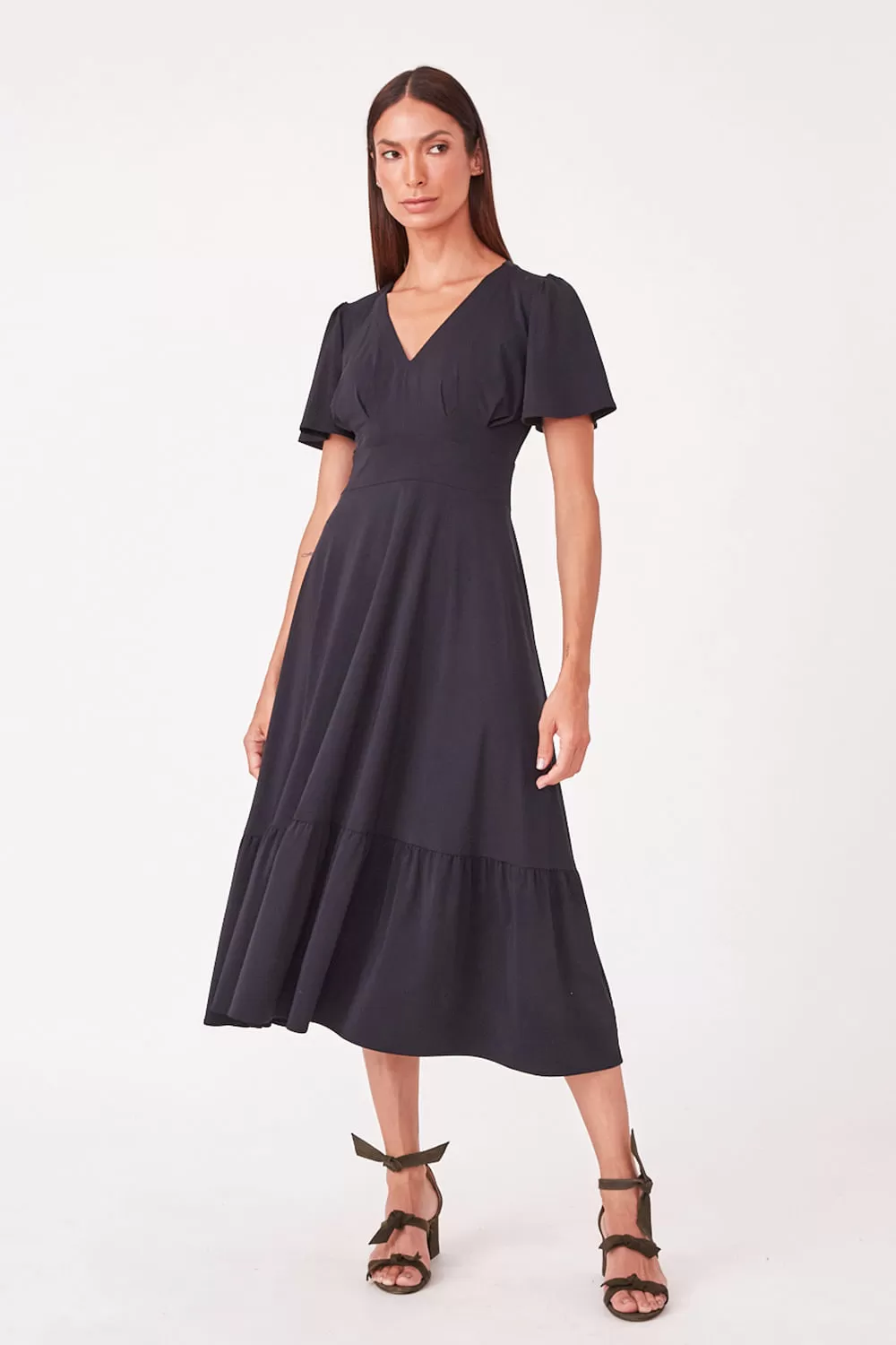 Hidrogênio - MIDI DRESS WITH VILLA AND PLEASTS AND BLACK RIBBLE - 19607001 Hidrogênio - MIDI DRESS WITH VILLA AND PLEASTS AND BLACK RIBBLE - 19607001