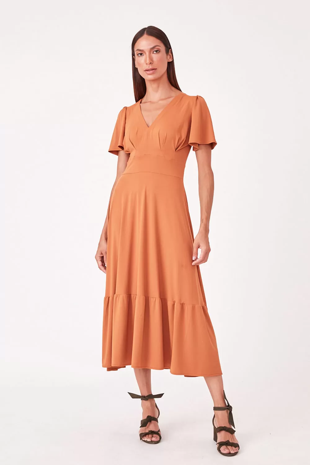 Hidrogênio - MIDI DRESS WITH VILLA AND PLEASTS AND TERRA RIBBLE - 19607332