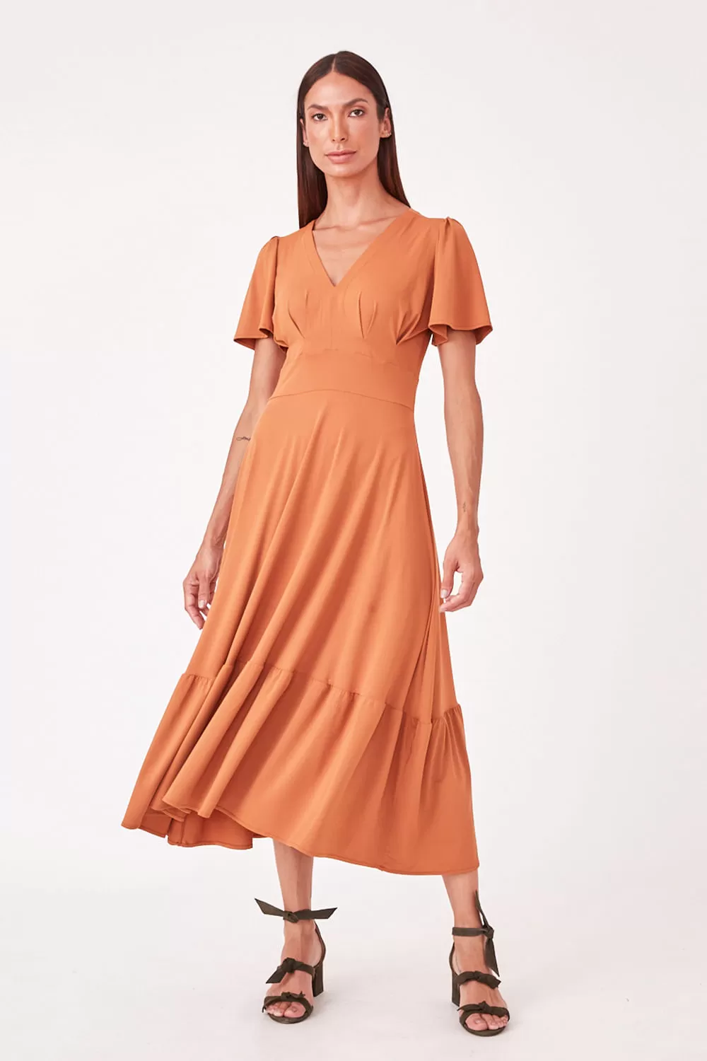 Hidrogênio - MIDI DRESS WITH VILLA AND PLEASTS AND TERRA RIBBLE - 19607332
