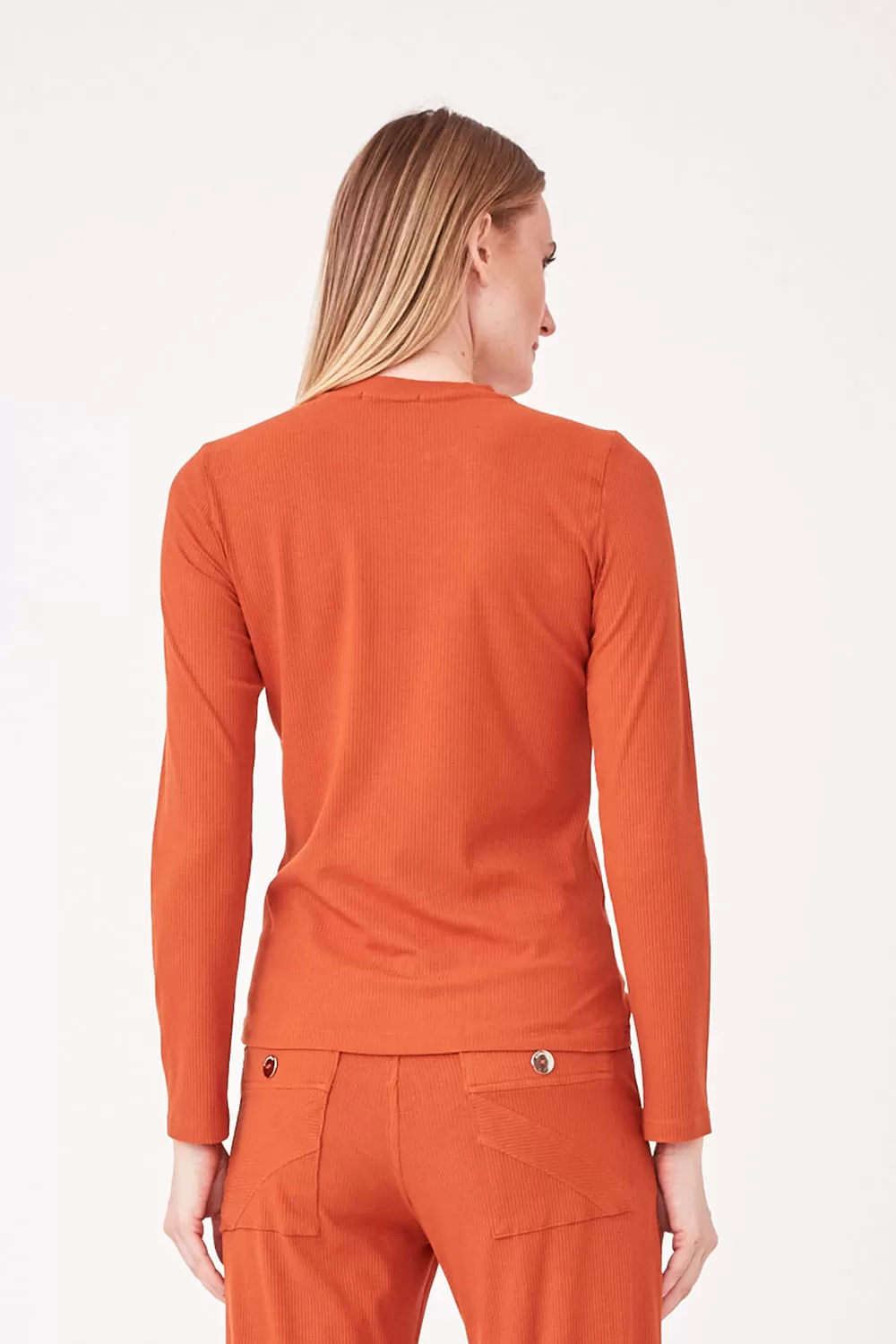 Hidrogênio - BLOUSE WITH BUTTONS MG LONG RIBBED TERRA - 19447332 Hidrogênio - BLOUSE WITH BUTTONS MG LONG RIBBED TERRA - 19447332